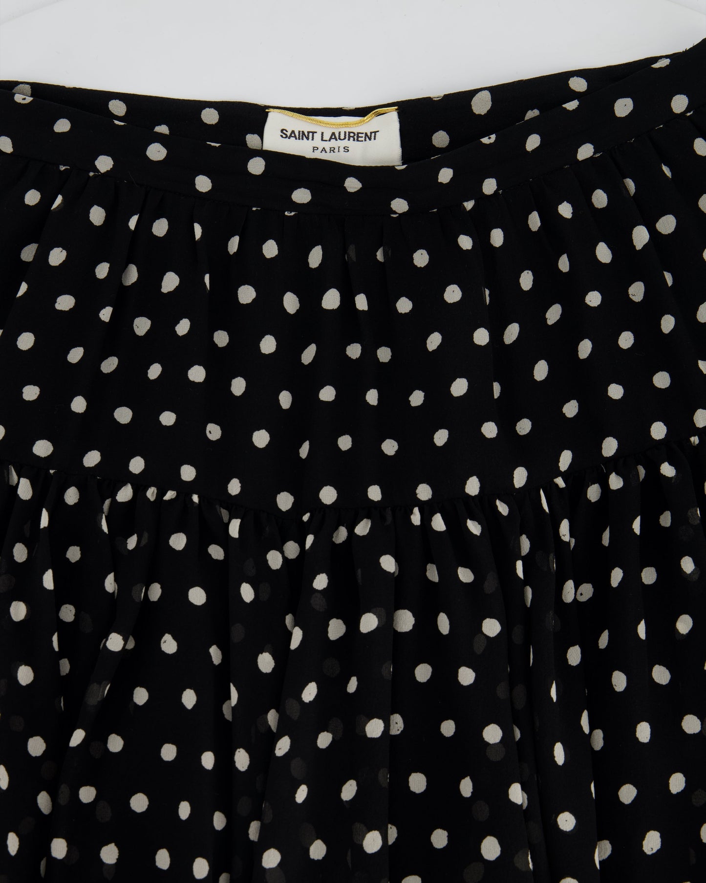 Saint Laurent Black & White Polkadot Silk Mini Skirt Size FR 36 (UK 8)