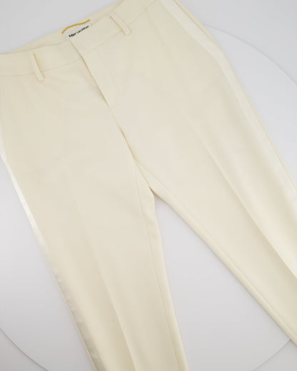 Saint Laurent Cream Suit Jacket and Trouser Set With Silk Lapel Detail Size FR 36 (UK 8)