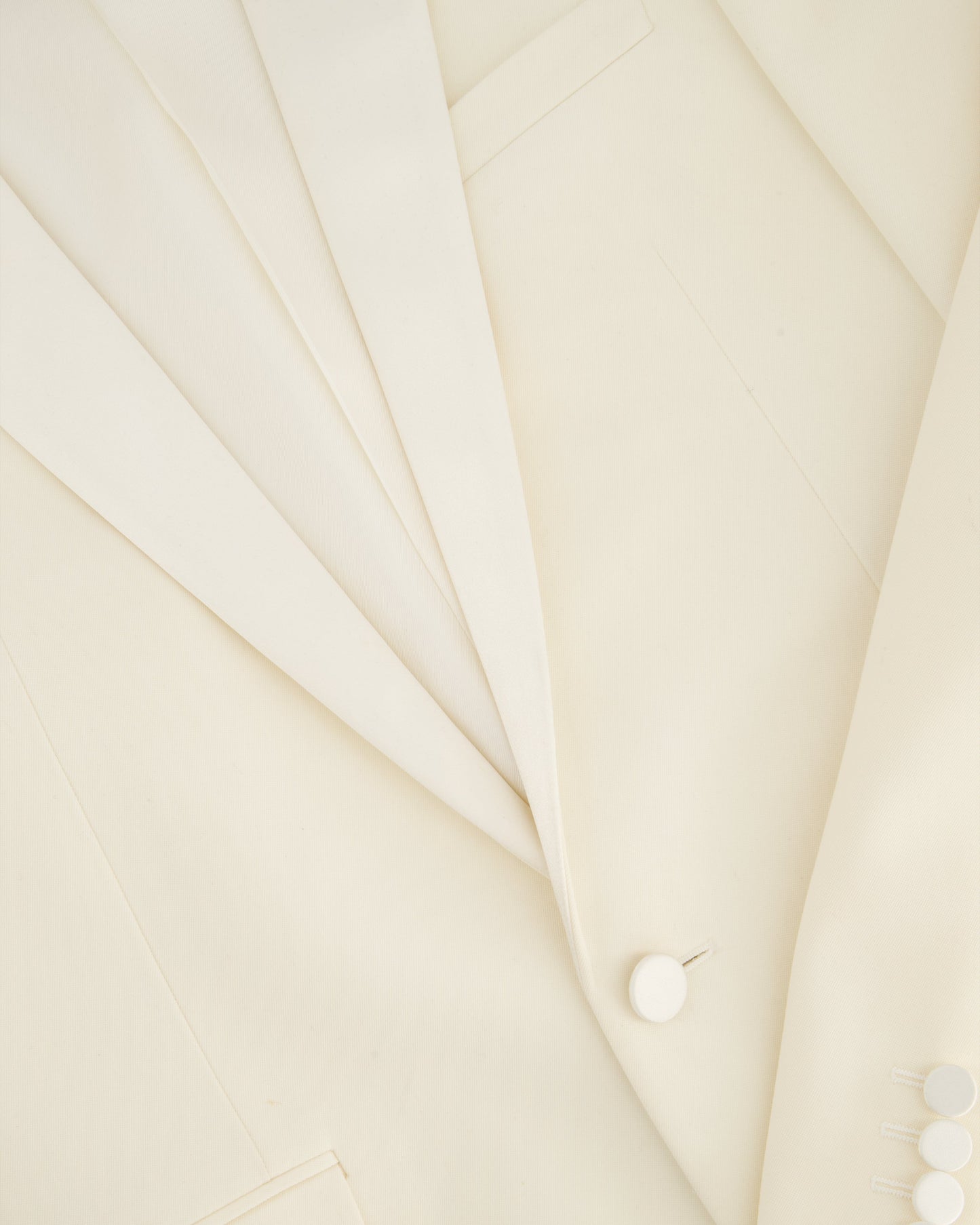 Saint Laurent Cream Suit Jacket and Trouser Set With Silk Lapel Detail Size FR 36 (UK 8)