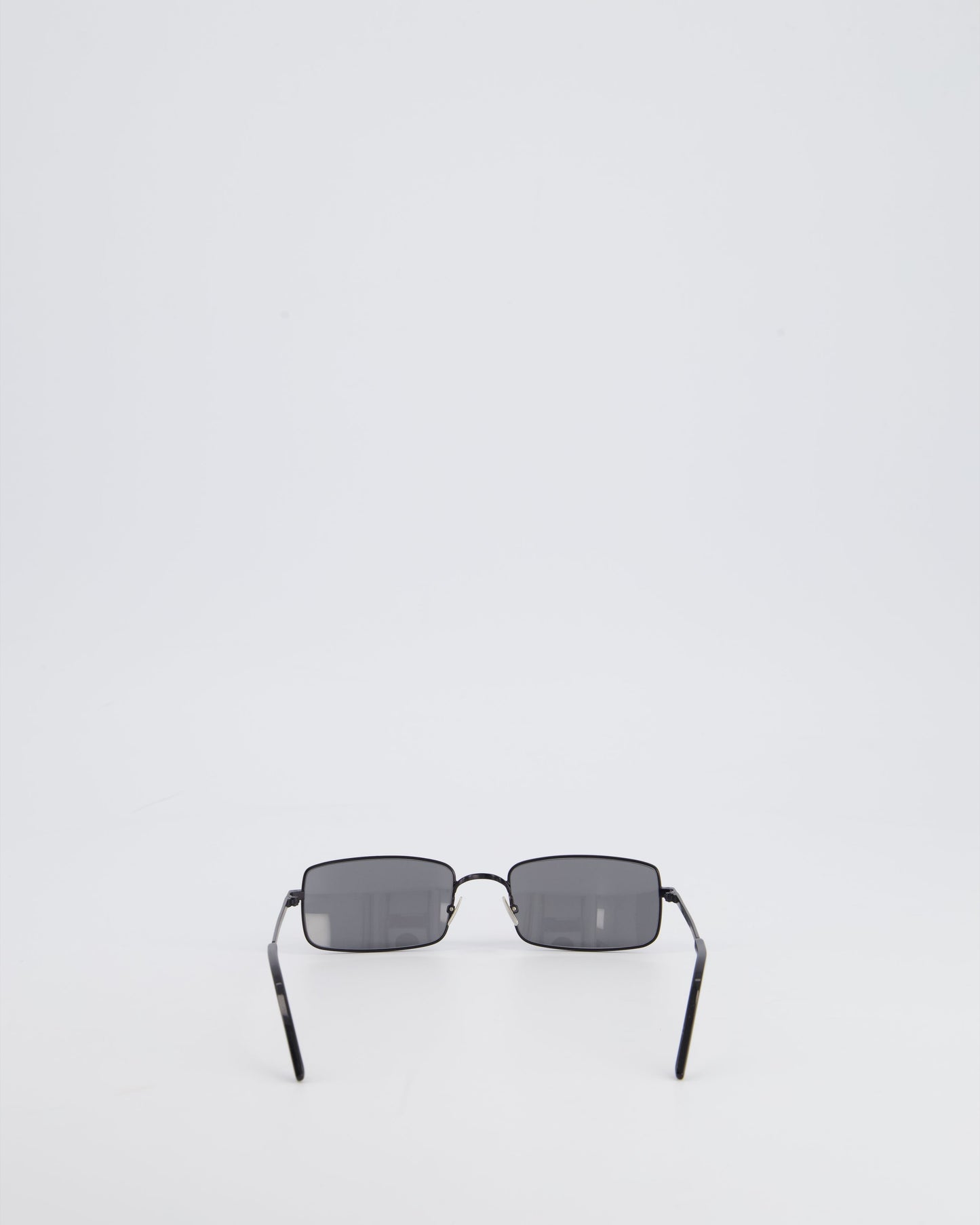 Saint Laurent Black Rectangular Sunglasses With Matte Black Metal Frame