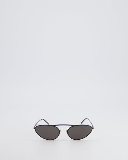 Saint Laurent Black Cat-Eye Sunglasses With Matte Black Metal Frame