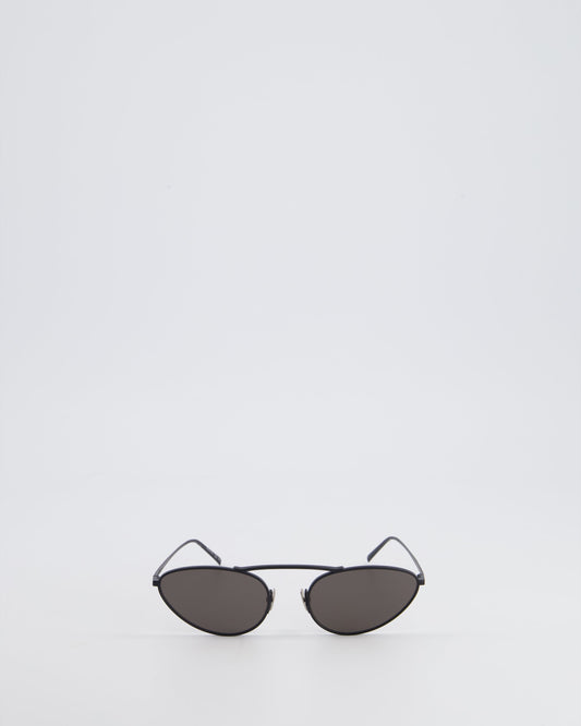 Saint Laurent Black Cat-Eye Sunglasses With Matte Black Metal Frame