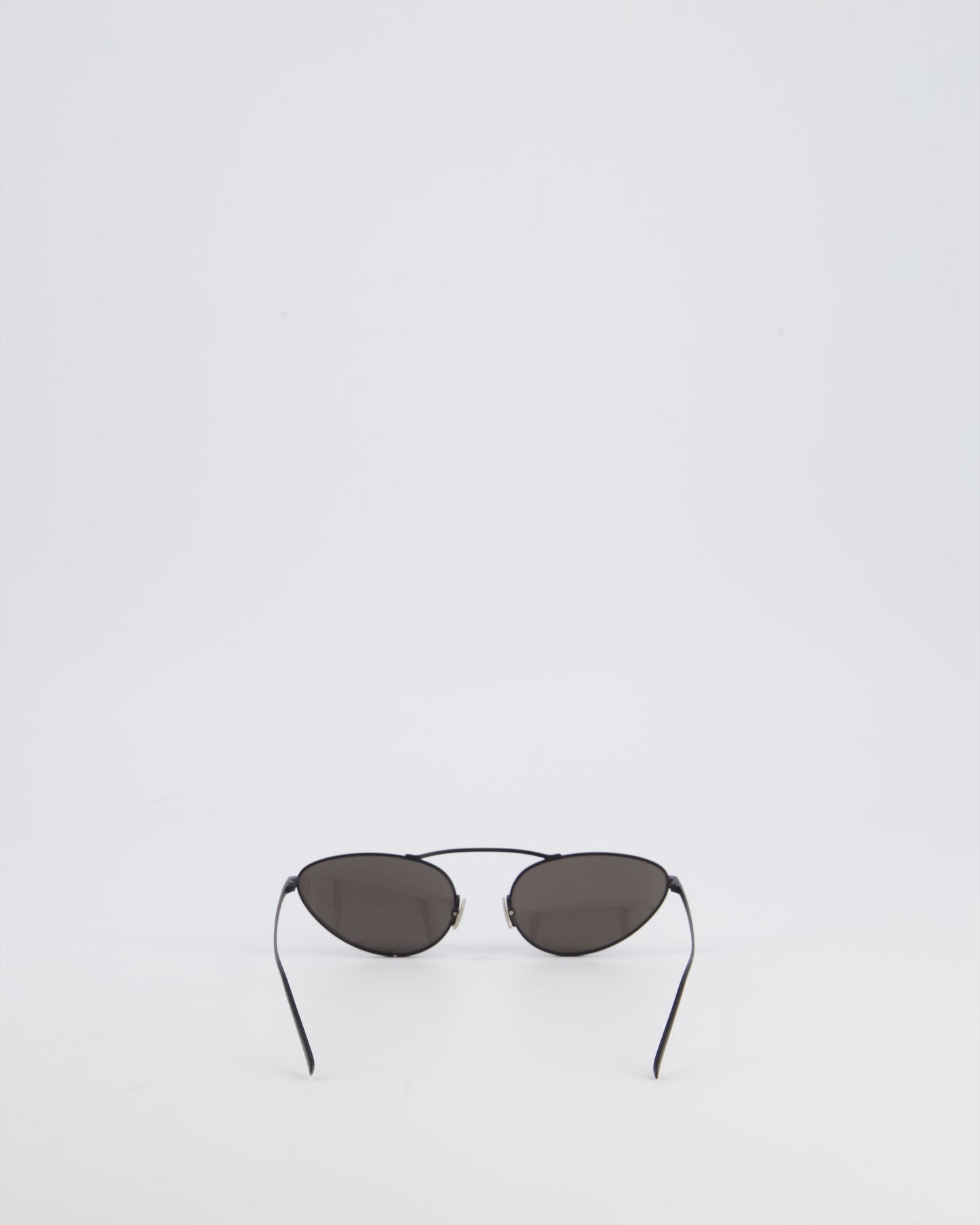 Saint Laurent Black Cat-Eye Sunglasses With Matte Black Metal Frame
