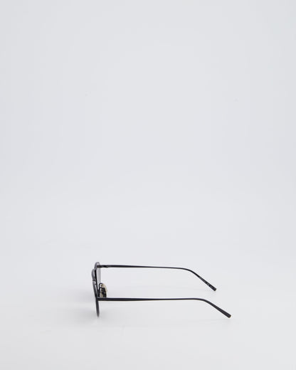 Saint Laurent Black Cat-Eye Sunglasses With Matte Black Metal Frame