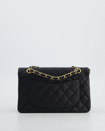 Chanel Black Small Classic Double Flap Bag in Caviar Leather with Gold Hardware