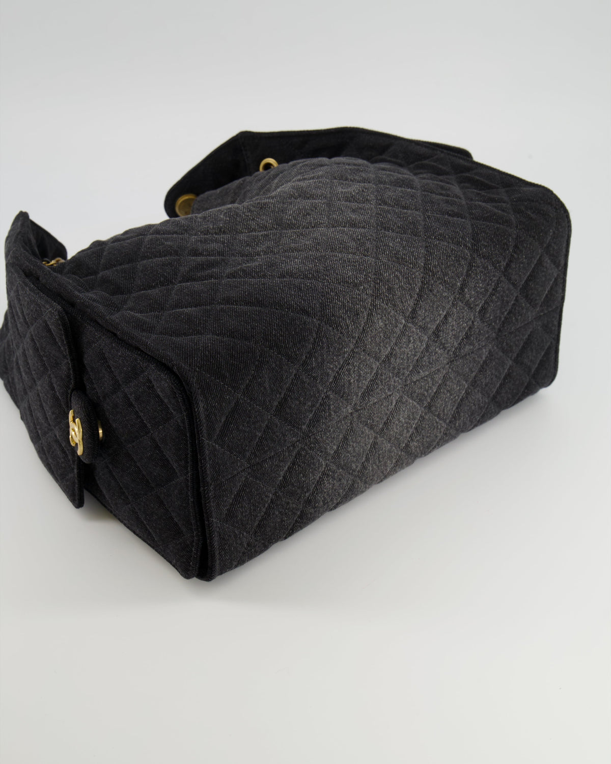 Chanel Medium 25 Hobo Bag in Black Quilted Denim with Brushed Gold Hardware