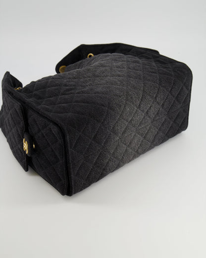 Chanel Medium 25 Hobo Bag in Black Quilted Denim with Brushed Gold Hardware