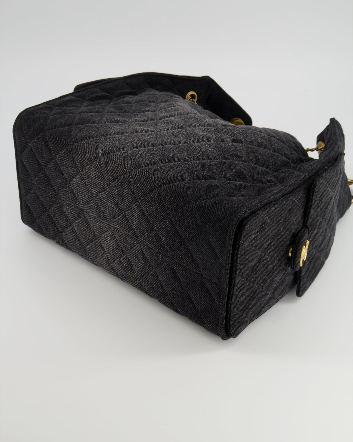 Chanel Medium 25 Hobo Bag in Black Quilted Denim with Brushed Gold Hardware