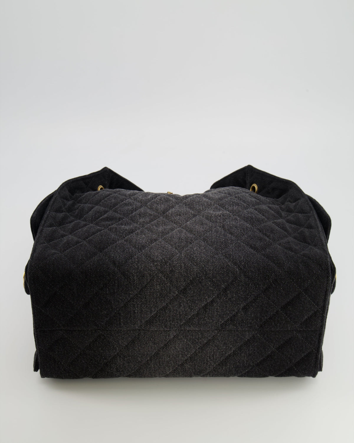 Chanel Medium 25 Hobo Bag in Black Quilted Denim with Brushed Gold Hardware