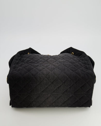 Chanel Medium 25 Hobo Bag in Black Quilted Denim with Brushed Gold Hardware