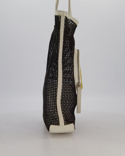 RARE Chanel Vintage Black 2004 Mesh Tennis Shopper Tote Bag with a Green Tennis Ball Pouch and CC Logo