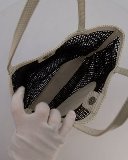 RARE Chanel Vintage Black 2004 Mesh Tennis Shopper Tote Bag with a Green Tennis Ball Pouch and CC Logo