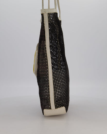 RARE Chanel Vintage Black 2004 Mesh Tennis Shopper Tote Bag with a Green Tennis Ball Pouch and CC Logo