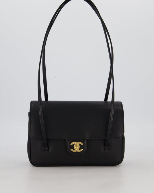 *RARE* Chanel 26P Preppy Coco Small Flap Bag in Shiny Caviar Leather with Gold Hardware