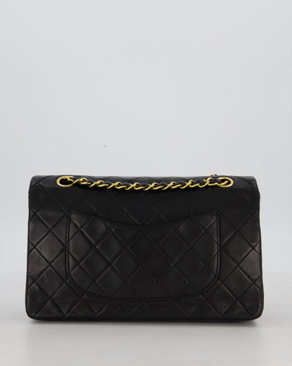 Chanel Black Vintage Medium Classic Double Flap Bag in Lambskin Leather with 24K Gold Hardware