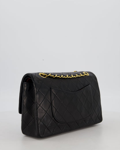 Chanel Black Vintage Medium Classic Double Flap Bag in Lambskin Leather with 24K Gold Hardware
