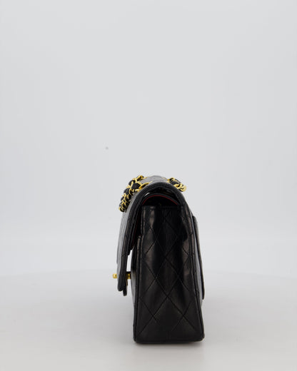 Chanel Black Vintage Medium Classic Double Flap Bag in Lambskin Leather with 24K Gold Hardware