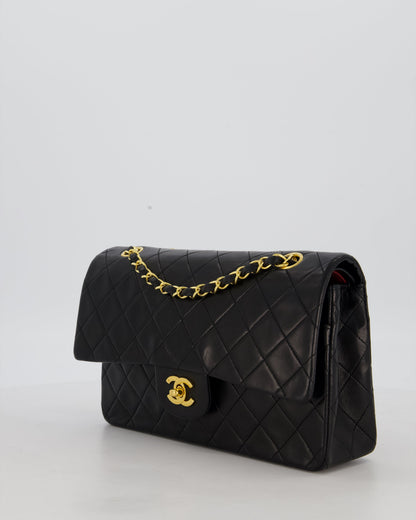 Chanel Black Vintage Medium Classic Double Flap Bag in Lambskin Leather with 24K Gold Hardware