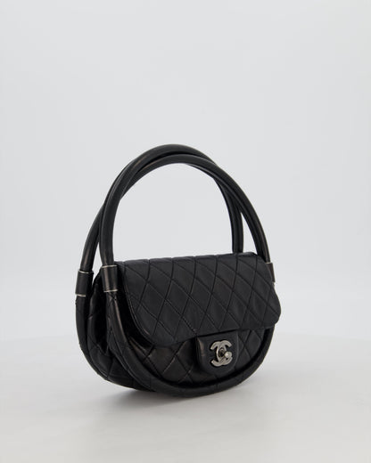 Chanel Black Hula Hoop Bag in Lambskin with Silver Hardware