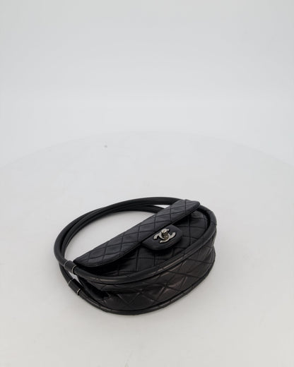 Chanel Black Hula Hoop Bag in Lambskin with Silver Hardware