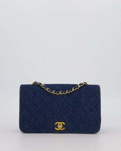 Chanel Vintage Single Chain Flap Bag in Quilted Denim with 24K Gold Hardware