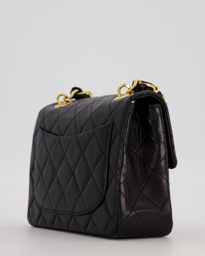 Chanel Black Mini Square Top Handle Bag in Lambskin Leather with 24K Gold Hardware