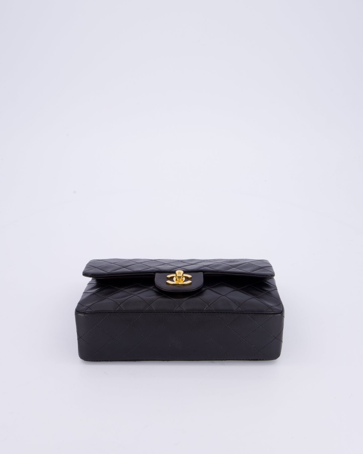Chanel Vintage Black Small Classic Double Flap Bag in Lambskin Leather with 24K Gold Hardware