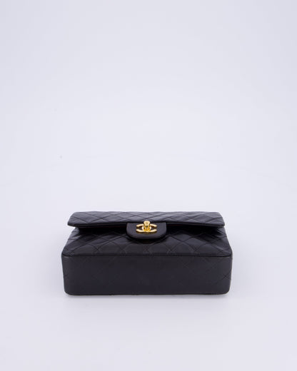 Chanel Vintage Black Small Classic Double Flap Bag in Lambskin Leather with 24K Gold Hardware