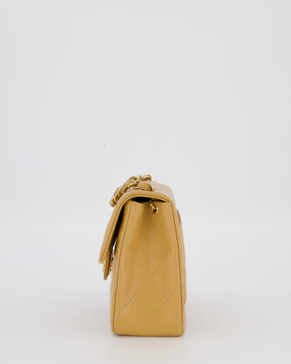 Chanel Vintage Mini Square Single Flap Bag In Caramel Caviar Leather With 24K Gold Hardware