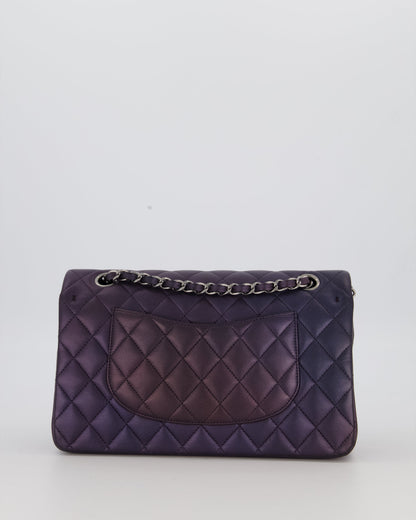 Chanel Purple Iridescent Medium Classic Double Flap Bag in Lambskin Leather with Ruthenium Hardware