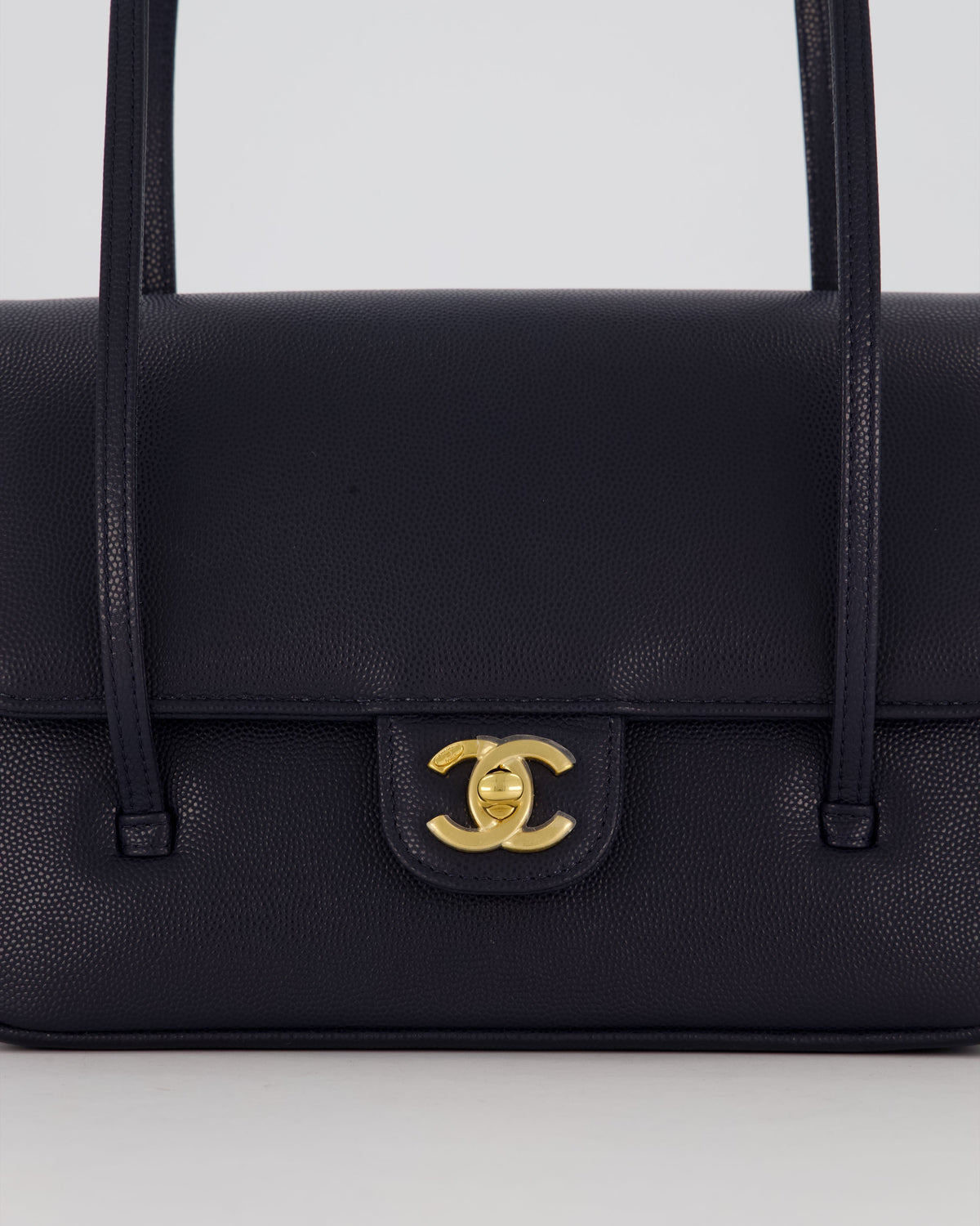 Chanel 26P Preppy Coco Small Flap Bag in Navy Caviar Leather with Gold Hardware