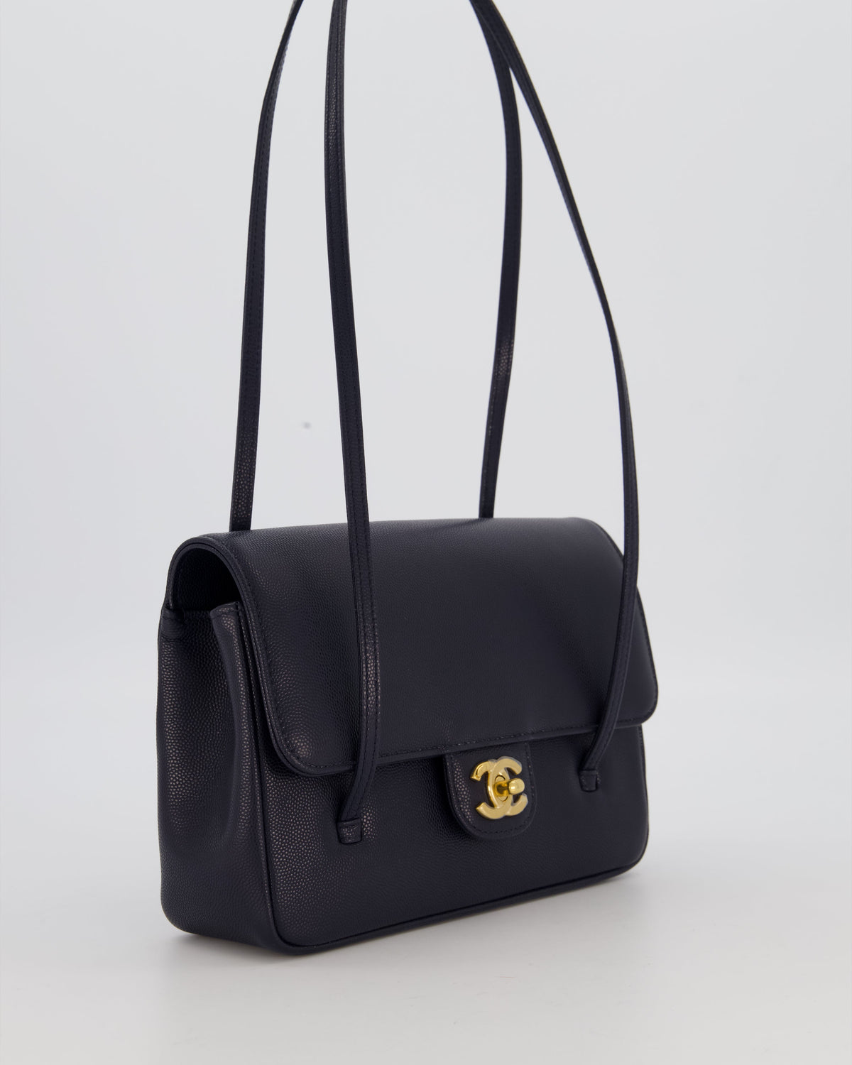 Chanel 26P Preppy Coco Small Flap Bag in Navy Caviar Leather with Gold Hardware