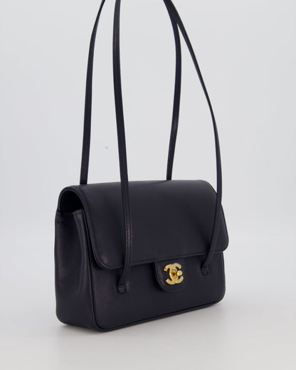 Chanel 26P Preppy Coco Small Flap Bag in Navy Caviar Leather with Gold Hardware