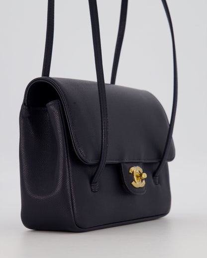 Chanel 26P Preppy Coco Small Flap Bag in Navy Caviar Leather with Gold Hardware