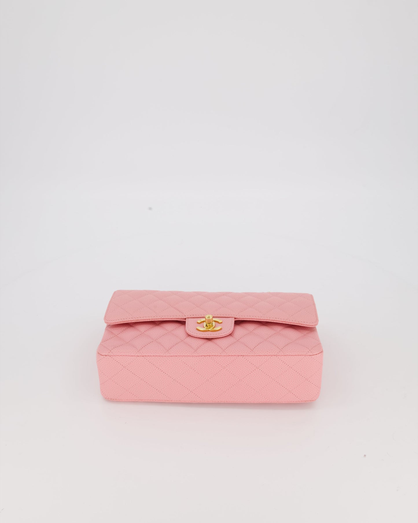 *HOT* Chanel Bubblegum Pink Vintage Classic Medium Double Flap Bag in Caviar Leather with 24K Gold Hardware