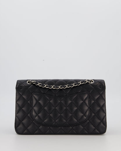Chanel Black Classic Medium Double Flap Bag in Caviar Leather with Silver Hardware