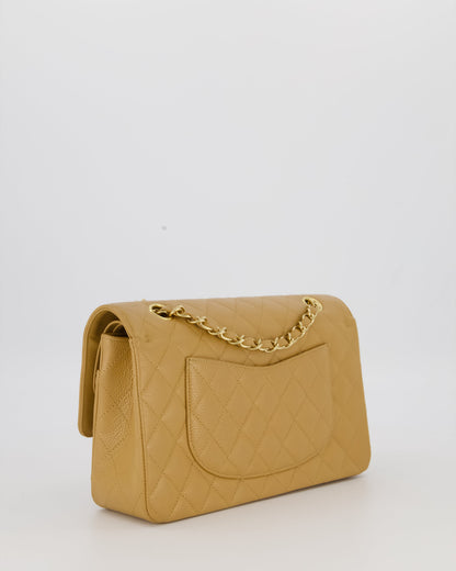 *VERY RARE* Chanel Chai Latte Vintage Medium Classic Double Flap Bag in Caviar Leather with 24K Gold Hardware