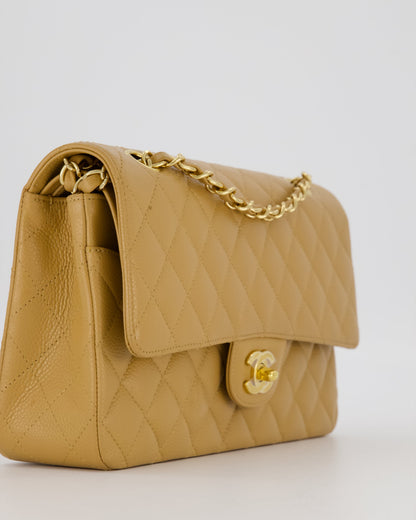 *VERY RARE* Chanel Chai Latte Vintage Medium Classic Double Flap Bag in Caviar Leather with 24K Gold Hardware