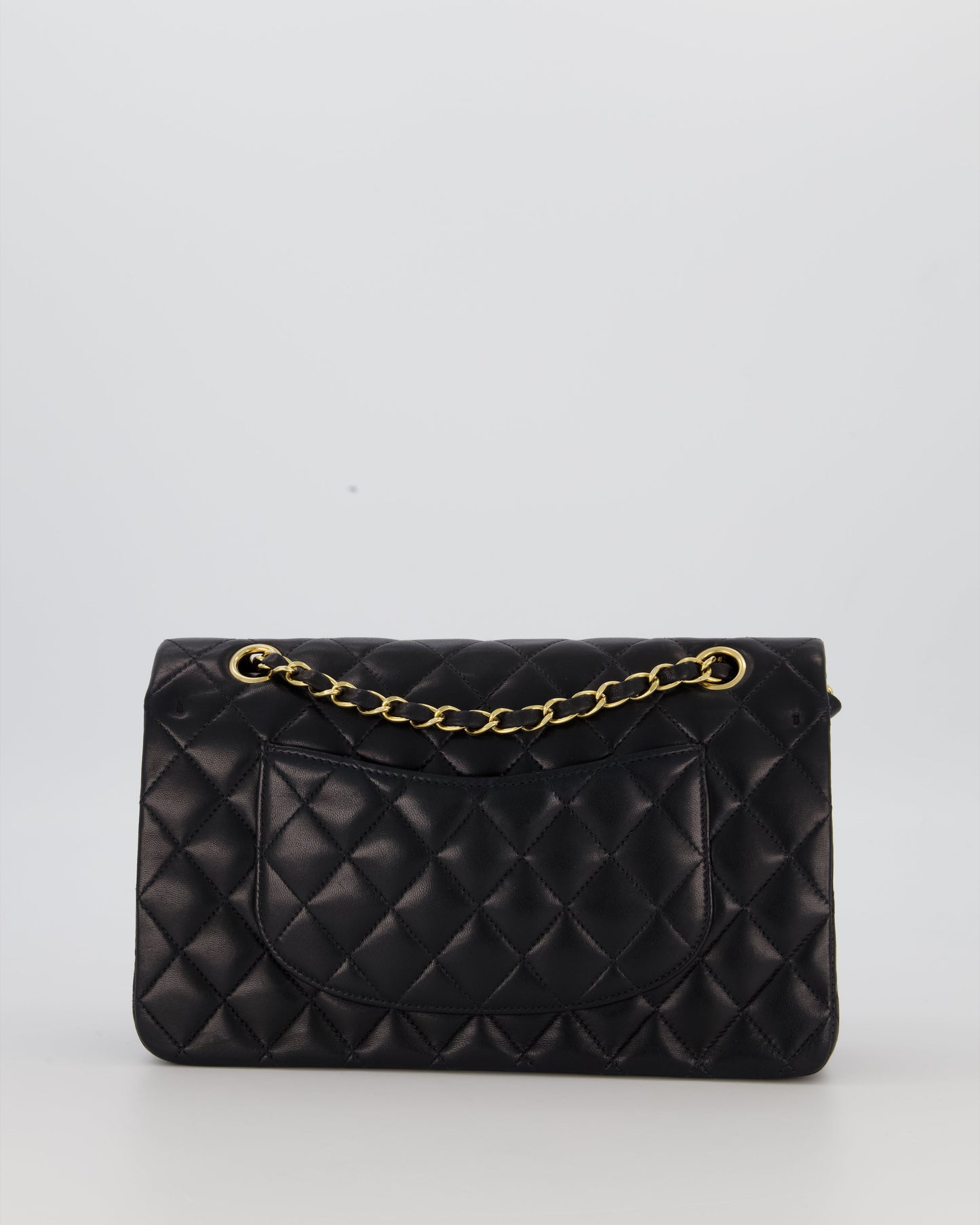 Chanel Black Vintage Medium Classic Double Flap Bag in Lambskin Leather with 24K Gold Hardware