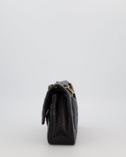 Chanel Black Vintage Medium Classic Double Flap Bag in Lambskin Leather with 24K Gold Hardware