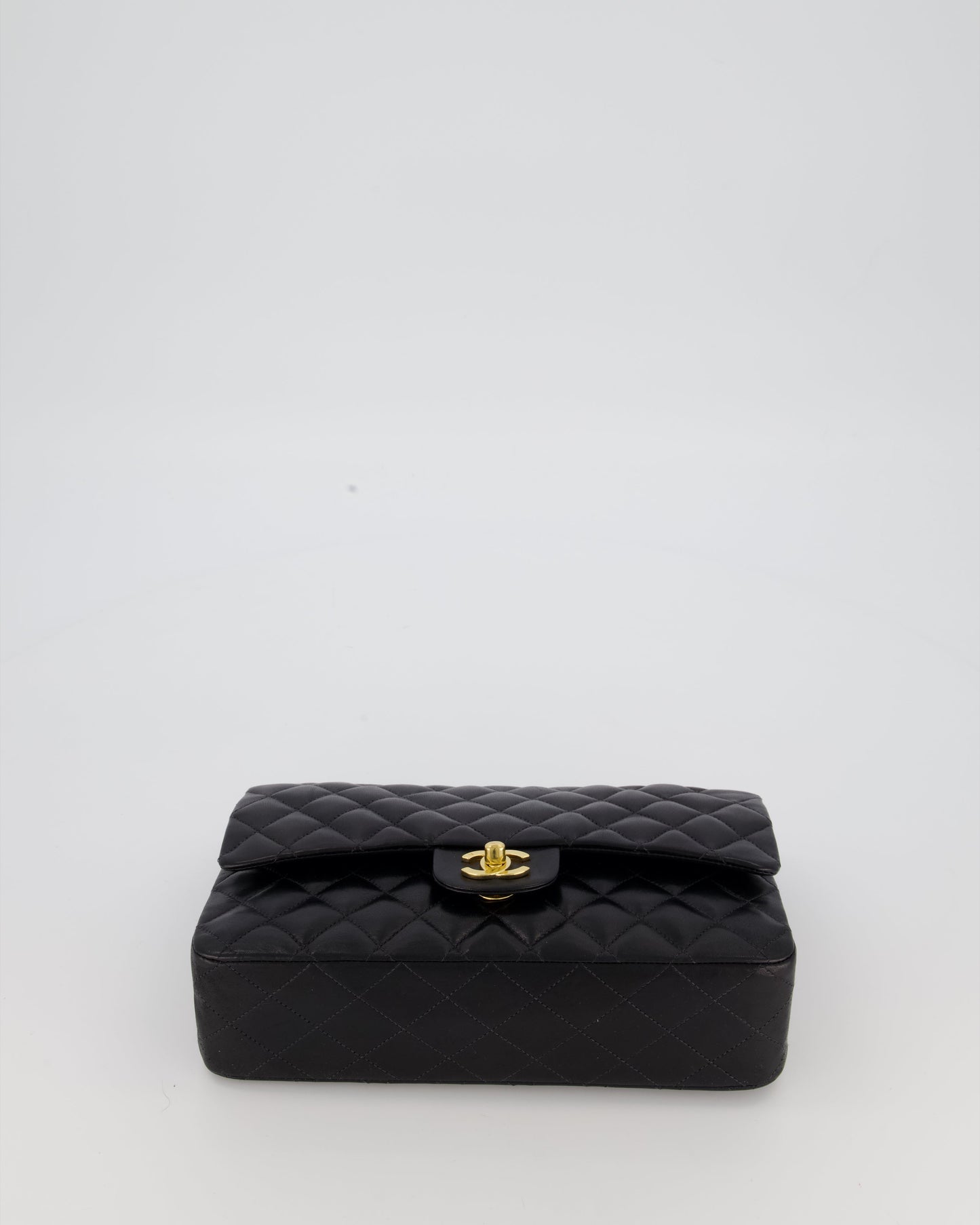Chanel Black Vintage Medium Classic Double Flap Bag in Lambskin Leather with 24K Gold Hardware