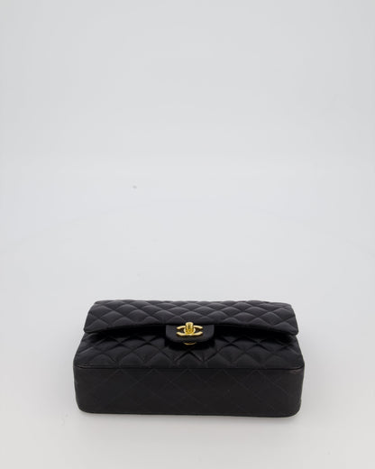 Chanel Black Vintage Medium Classic Double Flap Bag in Lambskin Leather with 24K Gold Hardware