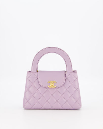 *HOT COLOUR* Chanel Lilac Small Mini Kelly Shopping Bag in Calfskin Leather with Brushed Gold Hardware