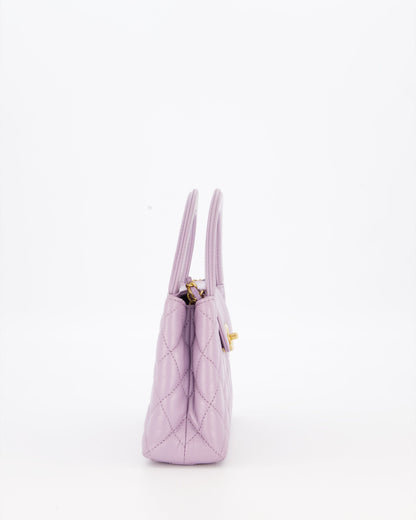 *HOT COLOUR* Chanel Lilac Small Mini Kelly Shopping Bag in Calfskin Leather with Brushed Gold Hardware