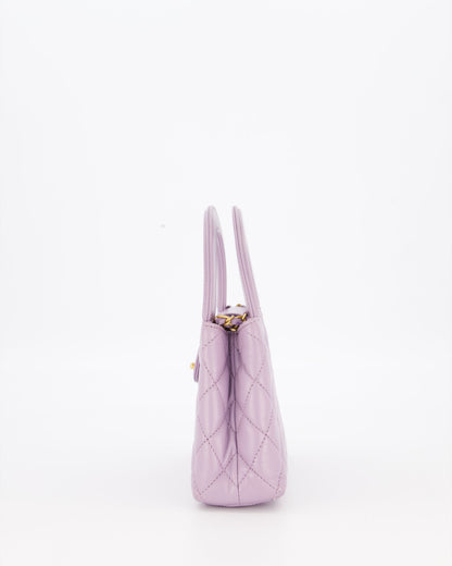 *HOT COLOUR* Chanel Lilac Small Mini Kelly Shopping Bag in Calfskin Leather with Brushed Gold Hardware