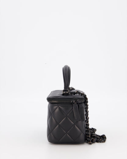 Chanel Black Small Top Handle Vanity Case in Lambskin Leather with So Black Hardware