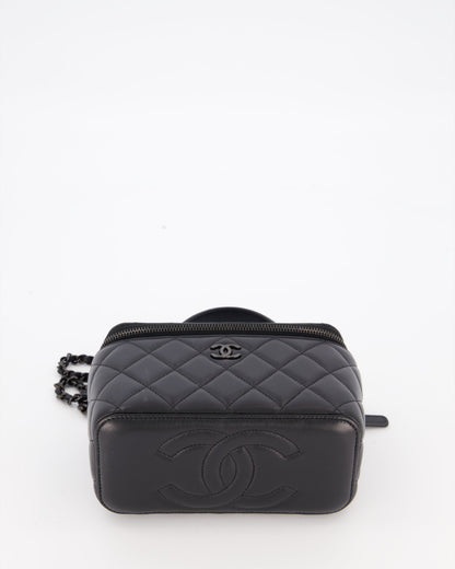Chanel Black Small Top Handle Vanity Case in Lambskin Leather with So Black Hardware