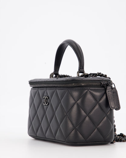 Chanel Black Small Top Handle Vanity Case in Lambskin Leather with So Black Hardware