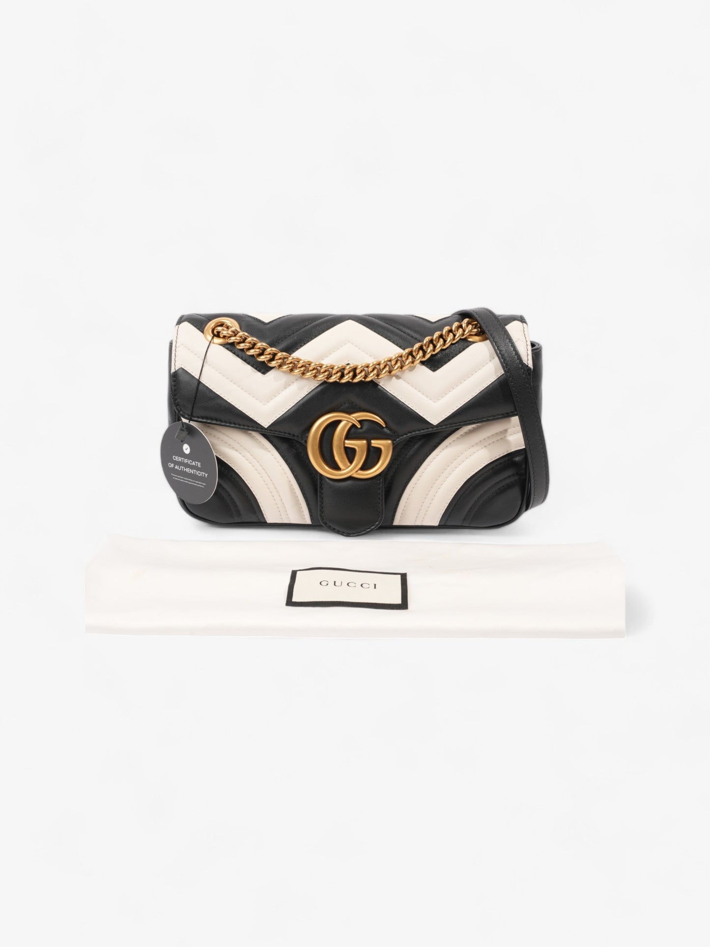Gucci GG Marmont Black / White Matelasse Leather Small