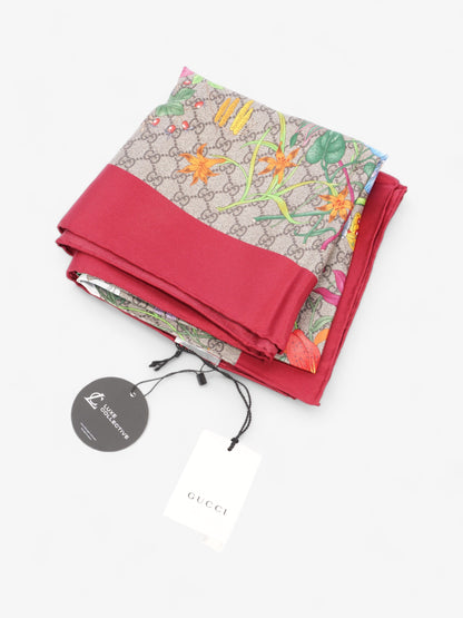 Gucci Floral Print Scarf Red Floral Multi Print Silk